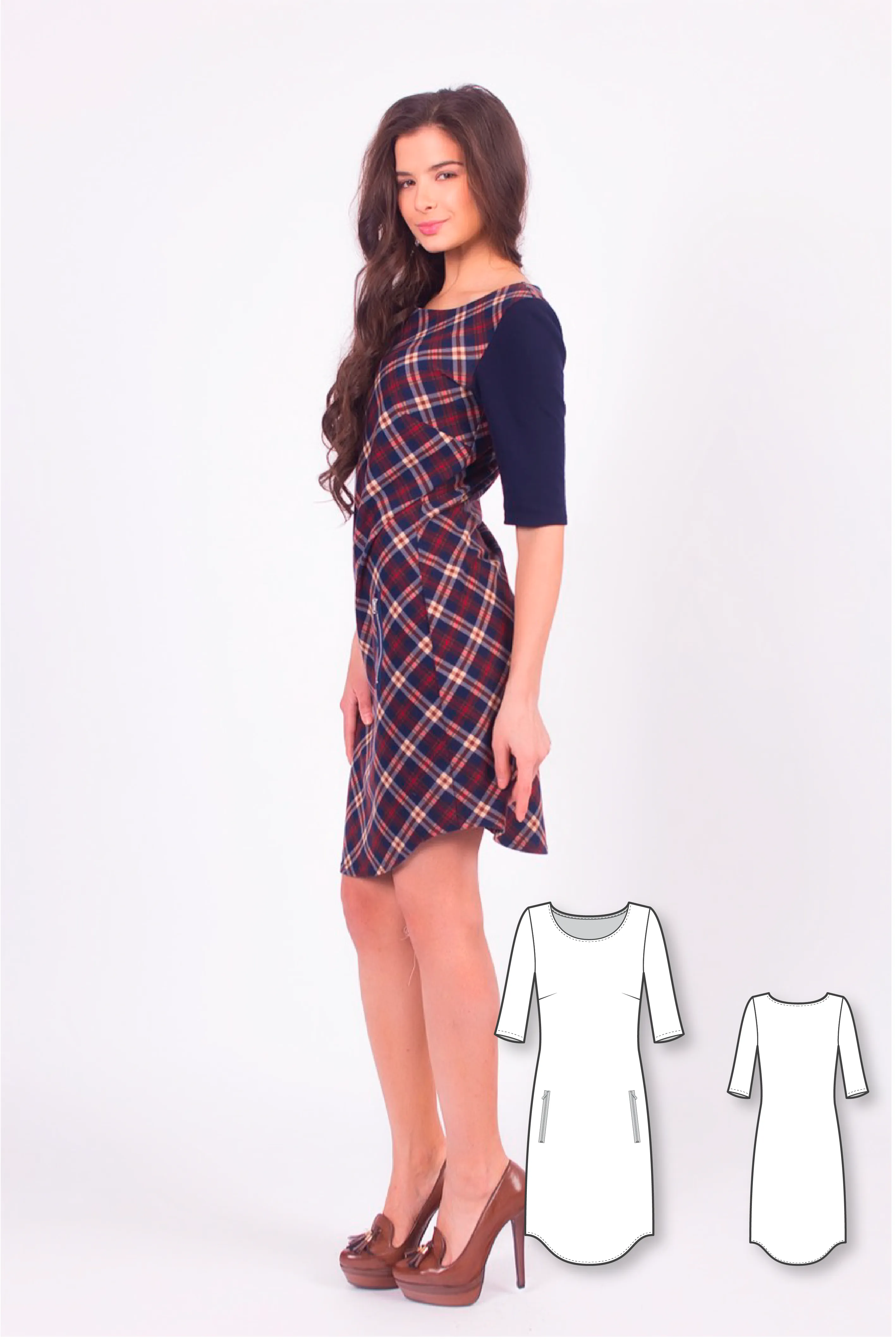 Knit Dress With Shirt Hem #2111