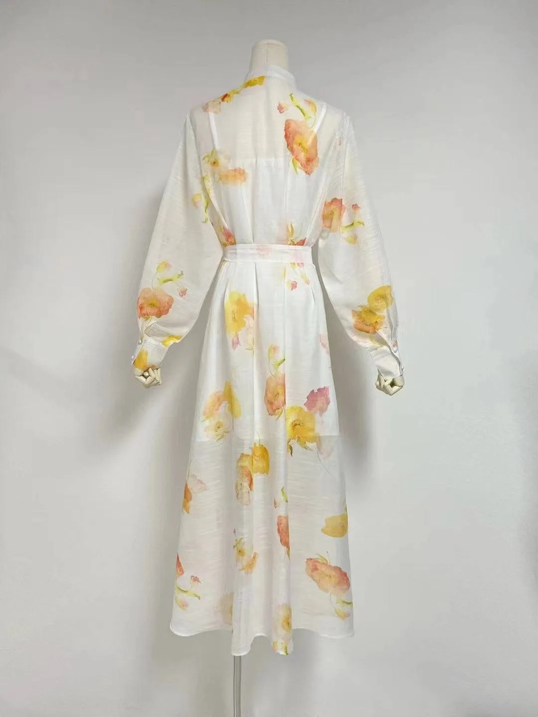 Lanice Dolman Sleeve Button Down Floral Maxi Dress