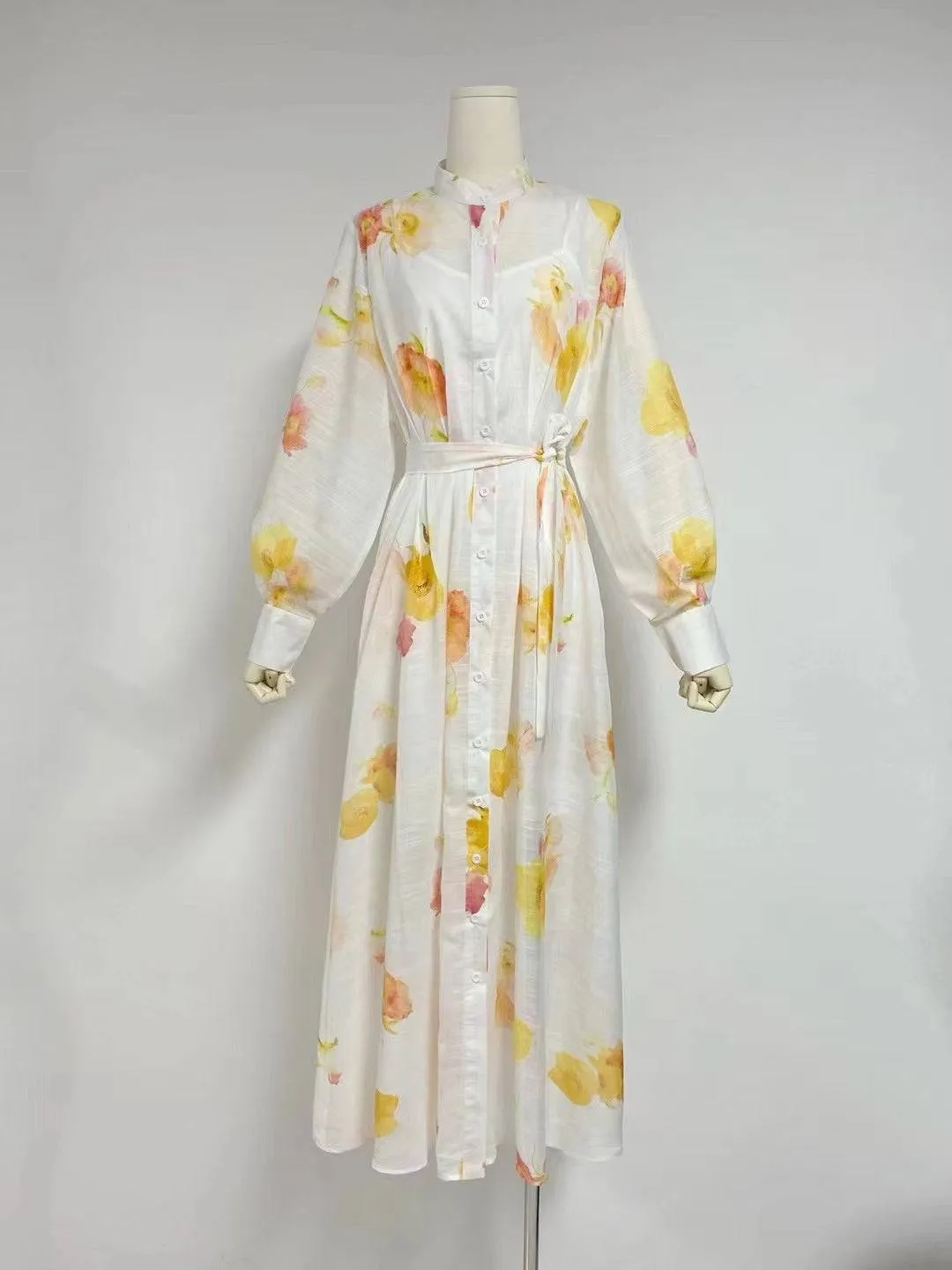 Lanice Dolman Sleeve Button Down Floral Maxi Dress