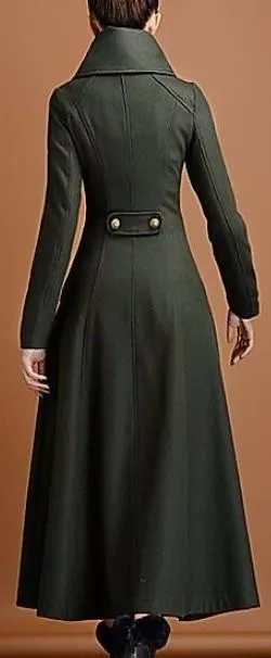 Long Military Cashmere Wool Coat