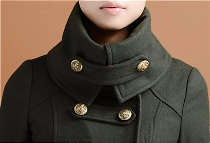 Long Military Cashmere Wool Coat