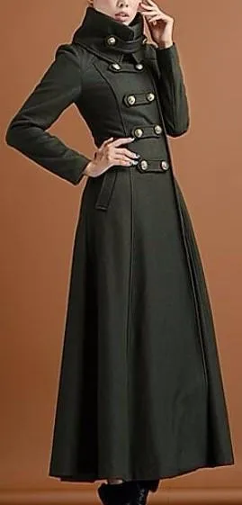 Long Military Cashmere Wool Coat