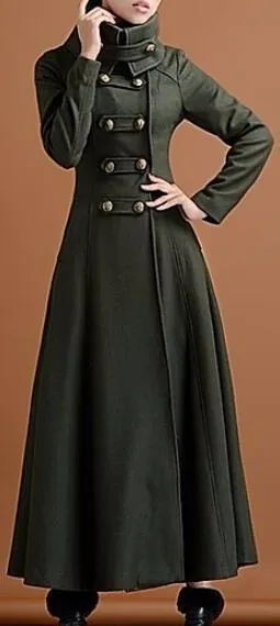 Long Military Cashmere Wool Coat