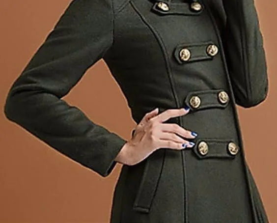 Long Military Cashmere Wool Coat