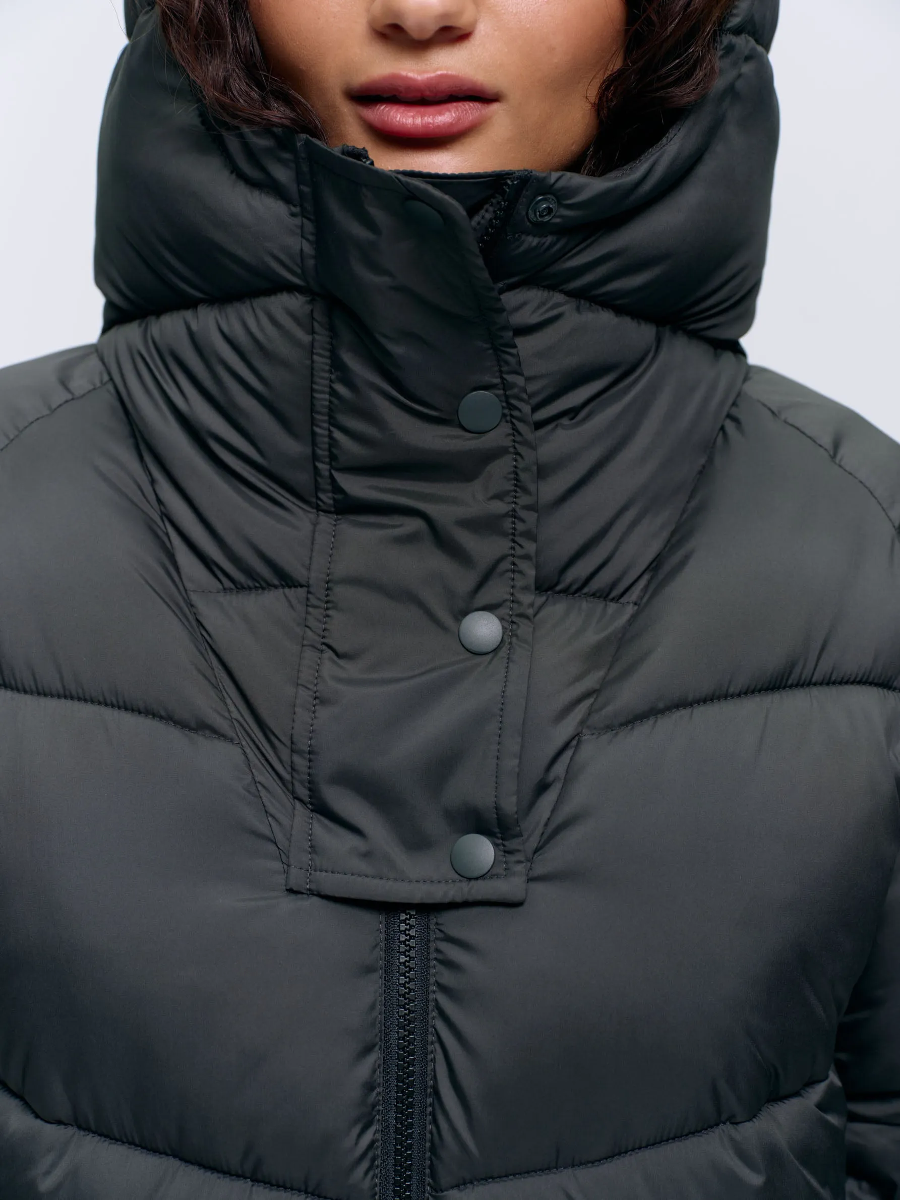 Longline Puffer Jacket - Graphite Grey