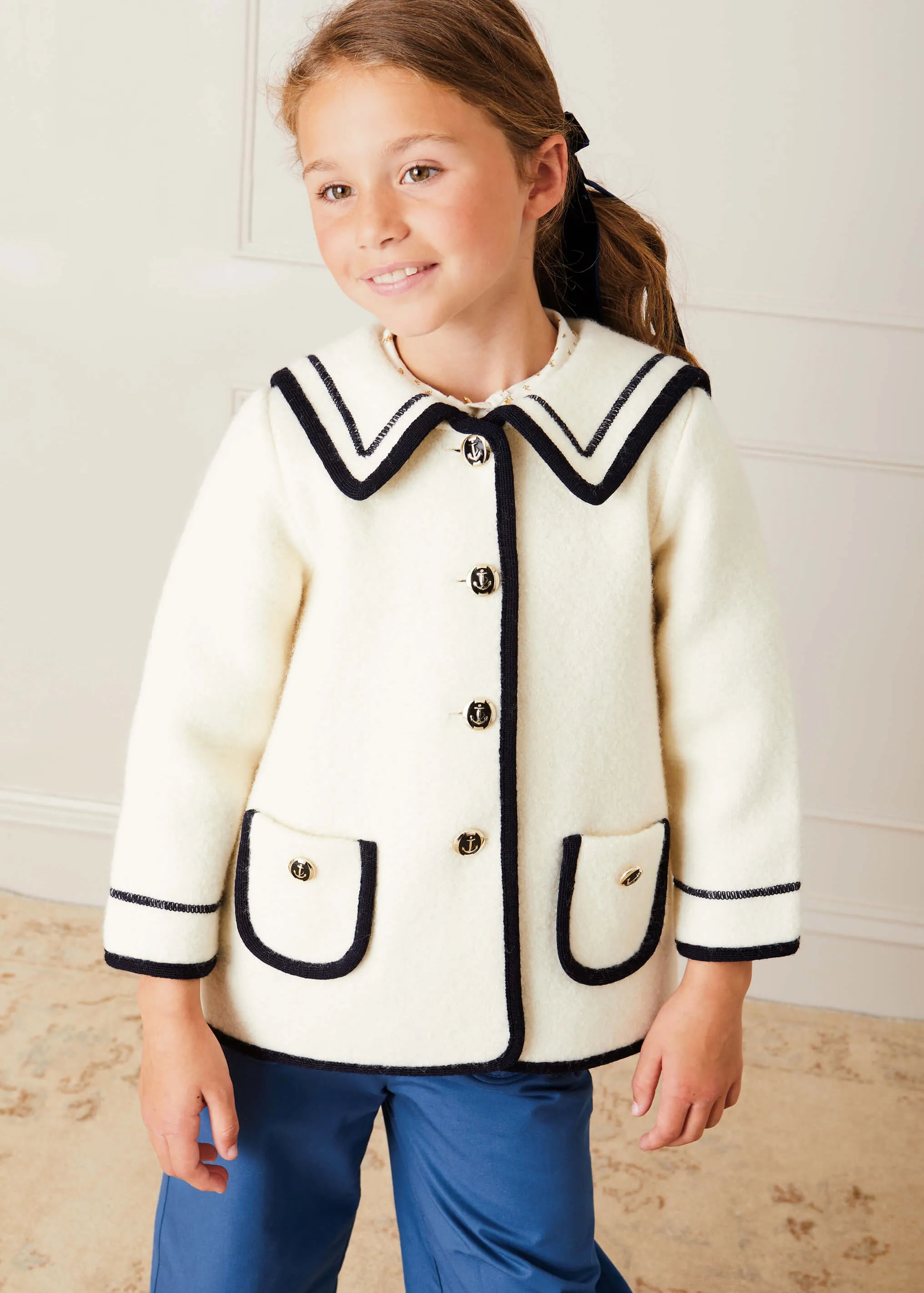 Mariner Collar Pocket Detail Jacket In Cream (4-10yrs)