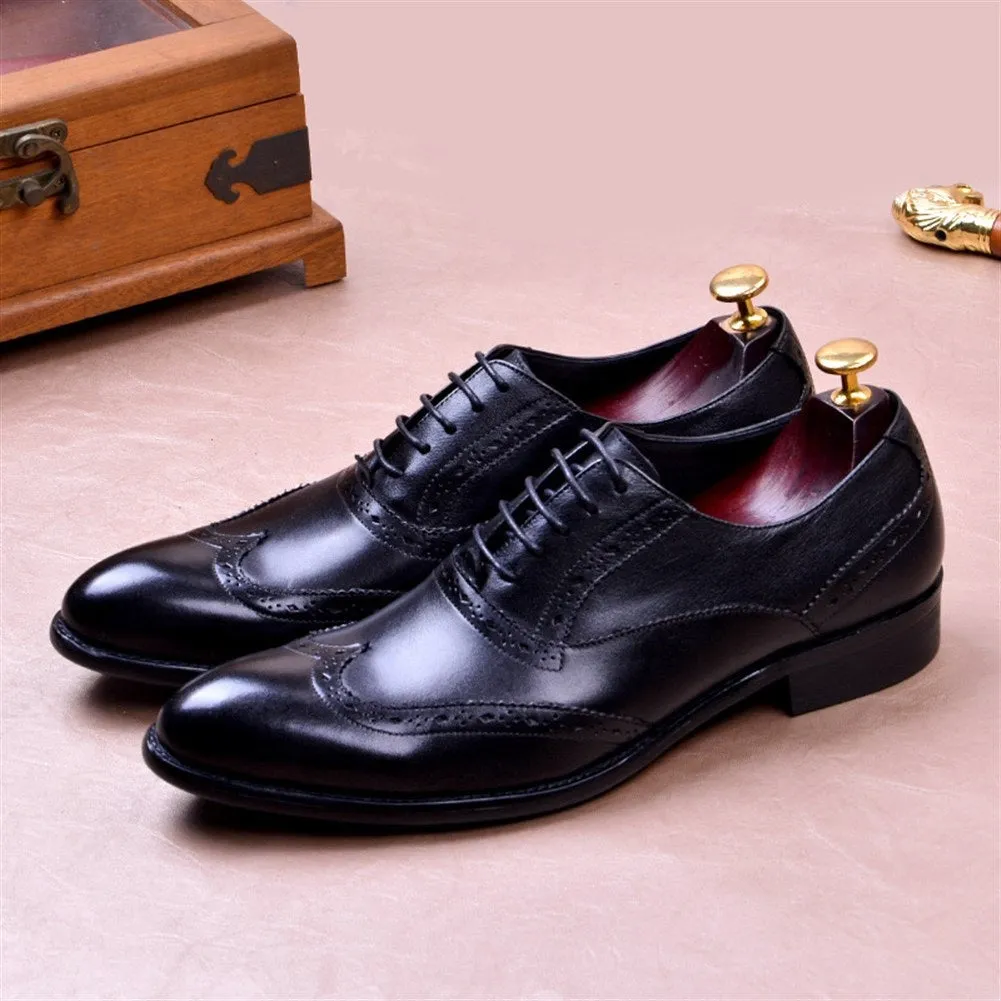 Men Wing Tip Lace Up Formal Oxford Shoes