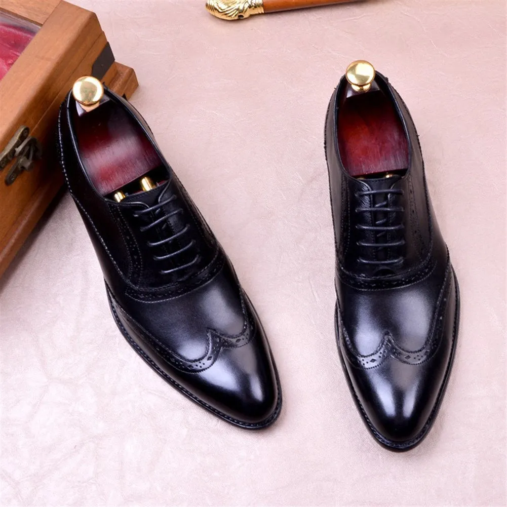 Men Wing Tip Lace Up Formal Oxford Shoes