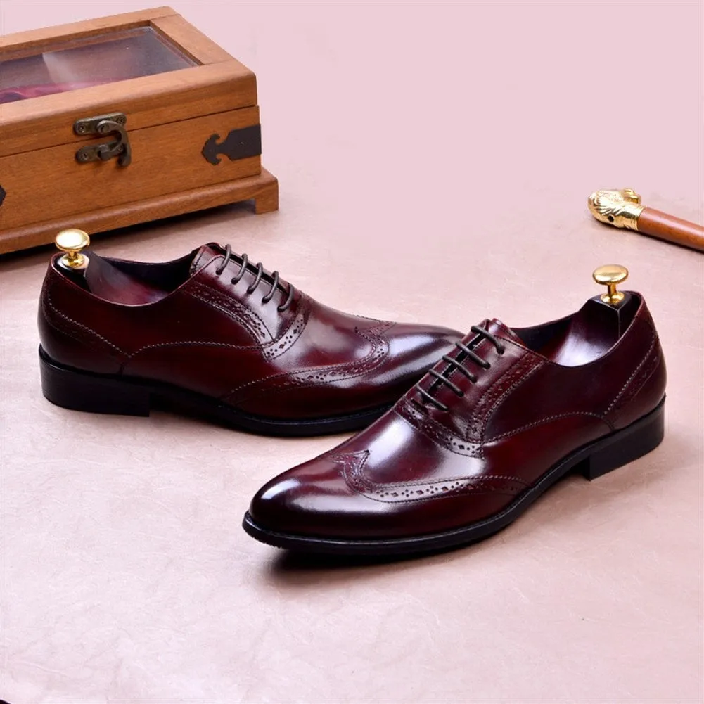 Men Wing Tip Lace Up Formal Oxford Shoes