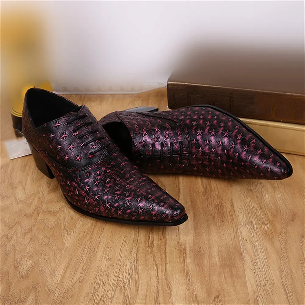 Mens Lace up Pointed Heeled Oxford Shoes