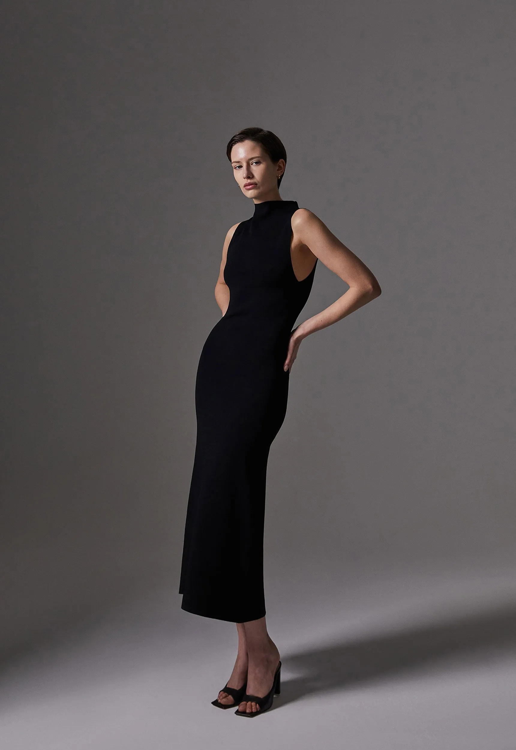 Moma Knit Midi Dress - Black