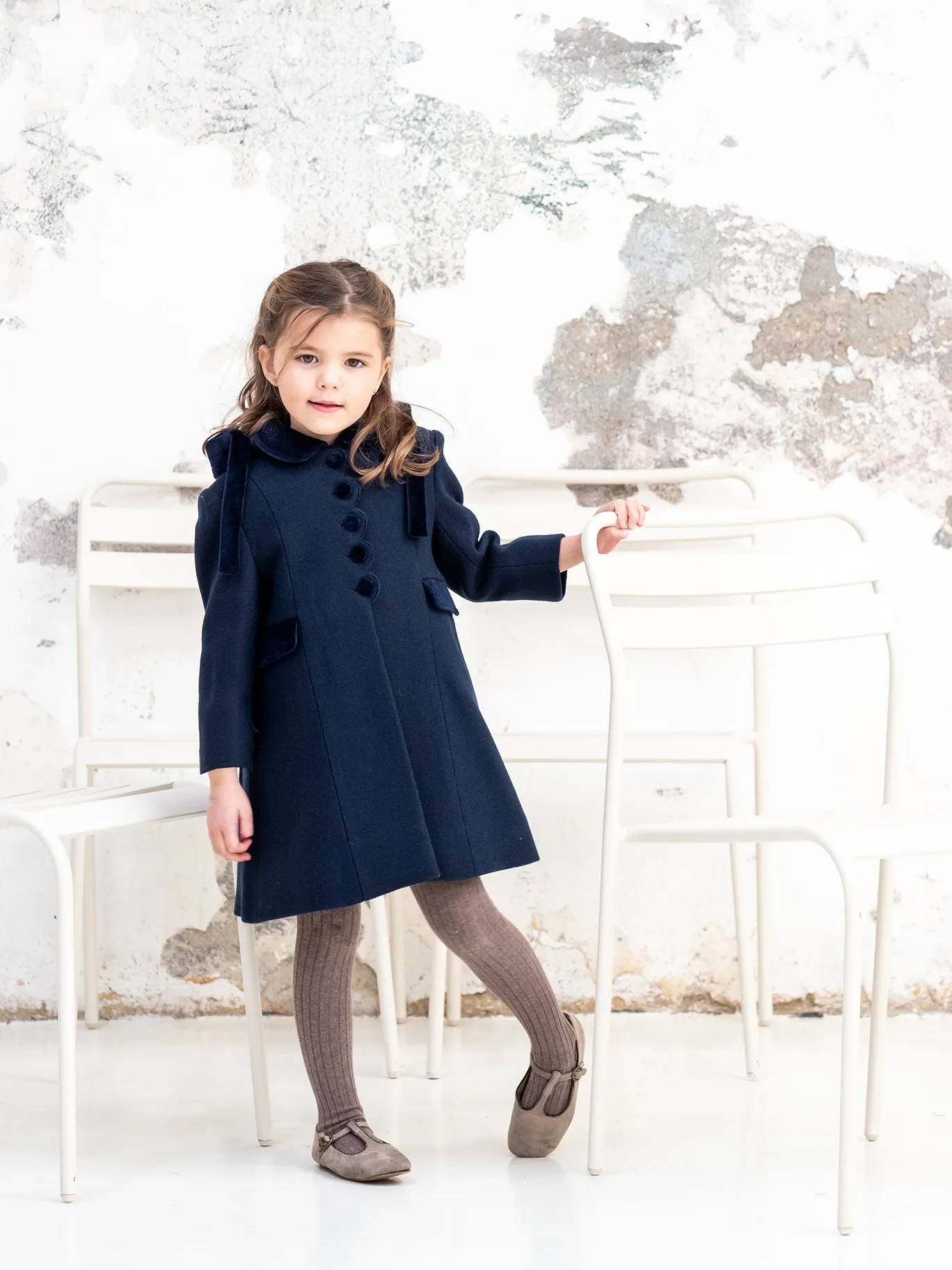 Navy Wool & Velvet Coat