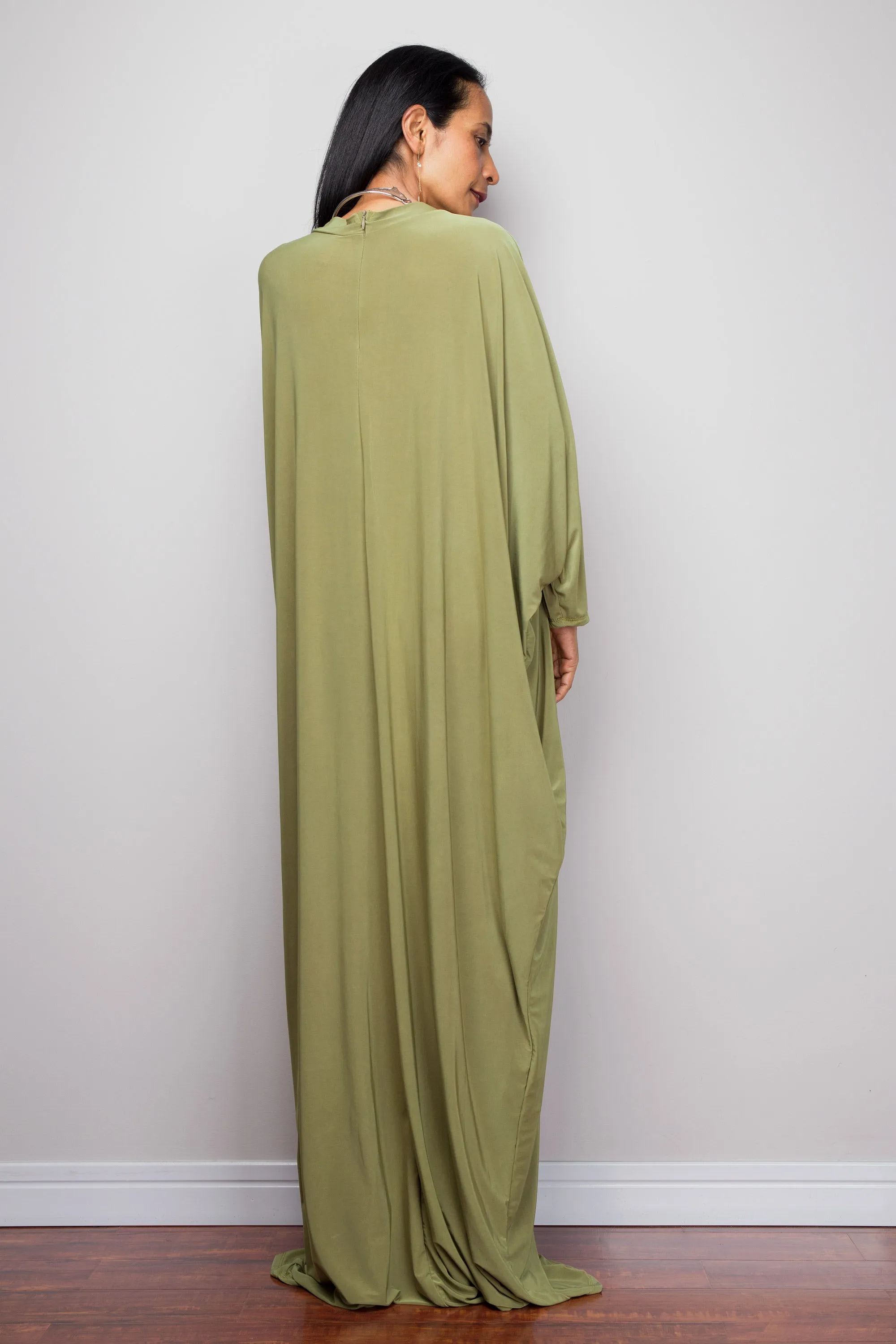 Olive Green Modest Kaftan Dress