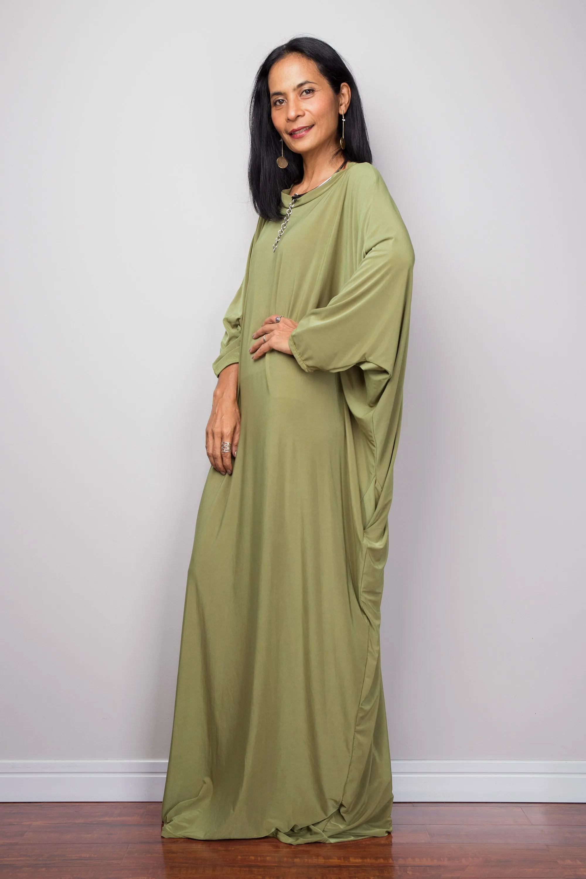 Olive Green Modest Kaftan Dress