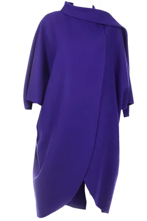 ON HOLD FOR ANNE // Salvatore Ferragamo Vintage Purple Wool Cape Style Coat