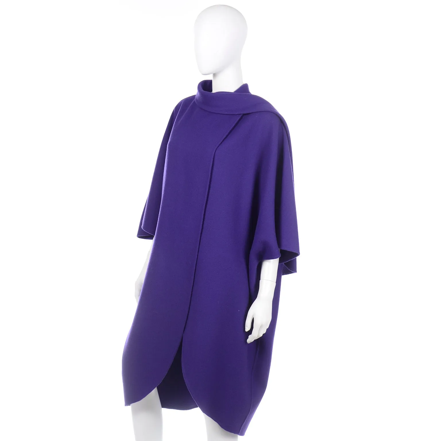 ON HOLD FOR ANNE // Salvatore Ferragamo Vintage Purple Wool Cape Style Coat