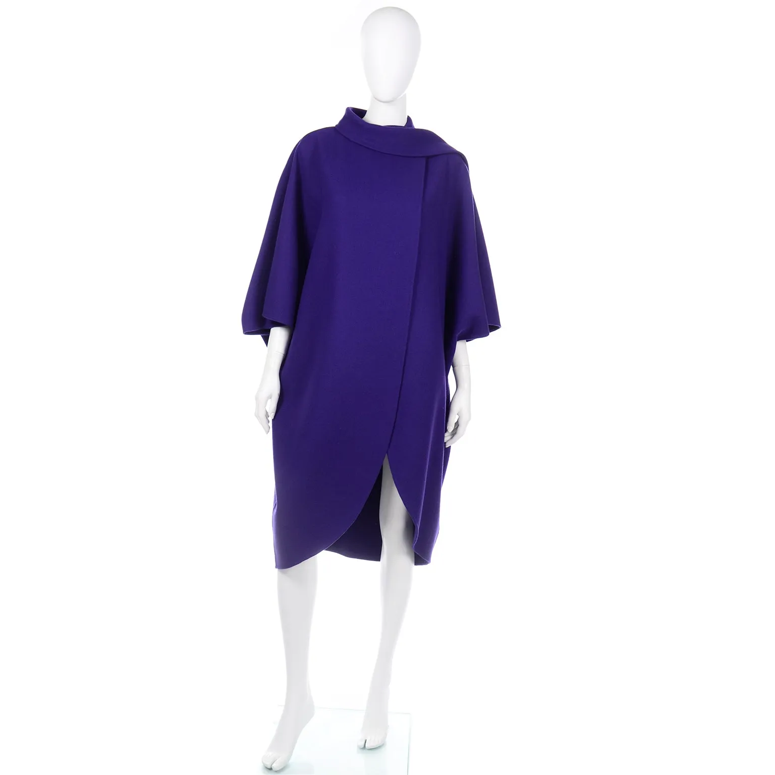 ON HOLD FOR ANNE // Salvatore Ferragamo Vintage Purple Wool Cape Style Coat