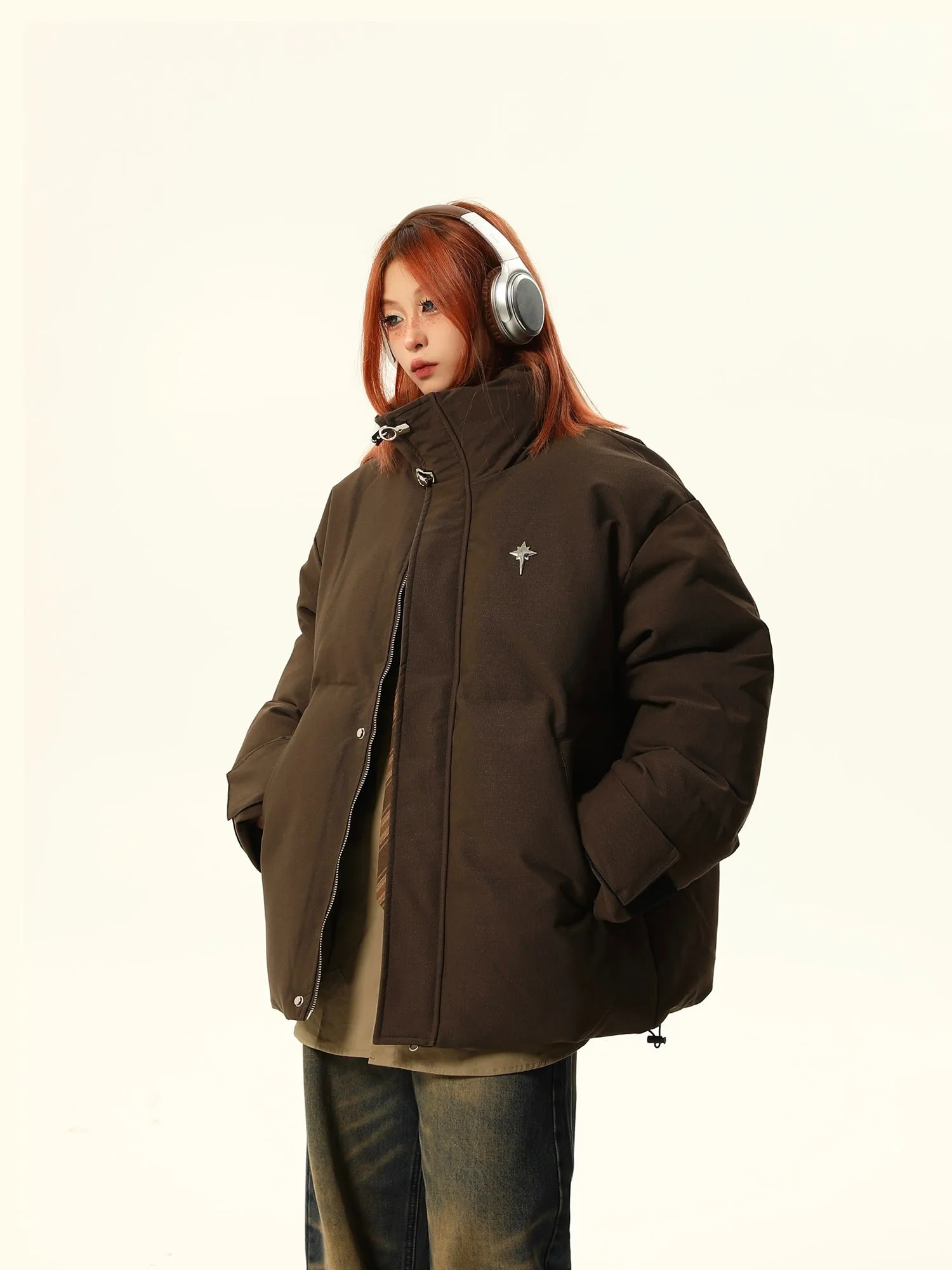 Oversized Stand-Up Collar Puffer Jacket