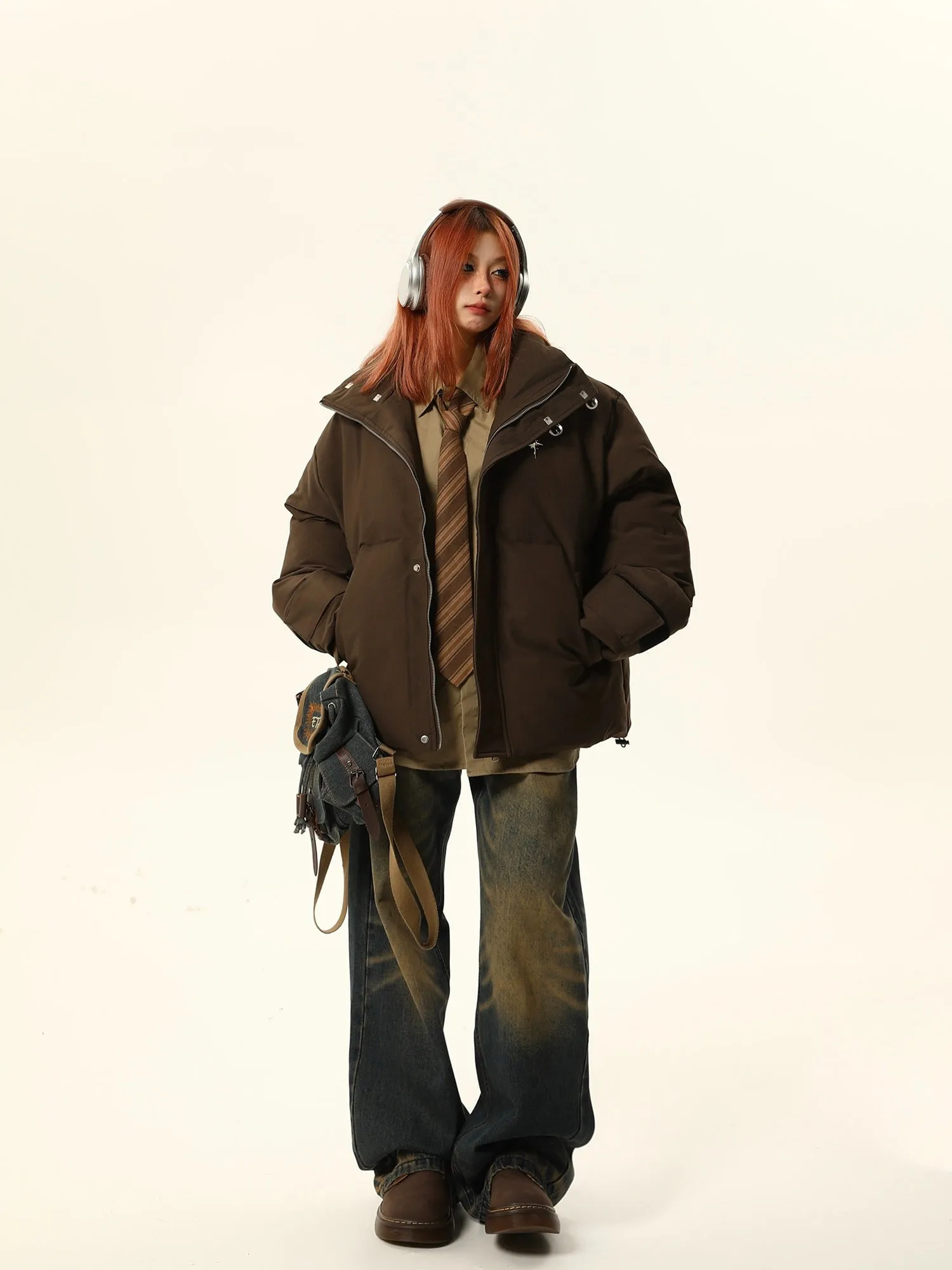 Oversized Stand-Up Collar Puffer Jacket