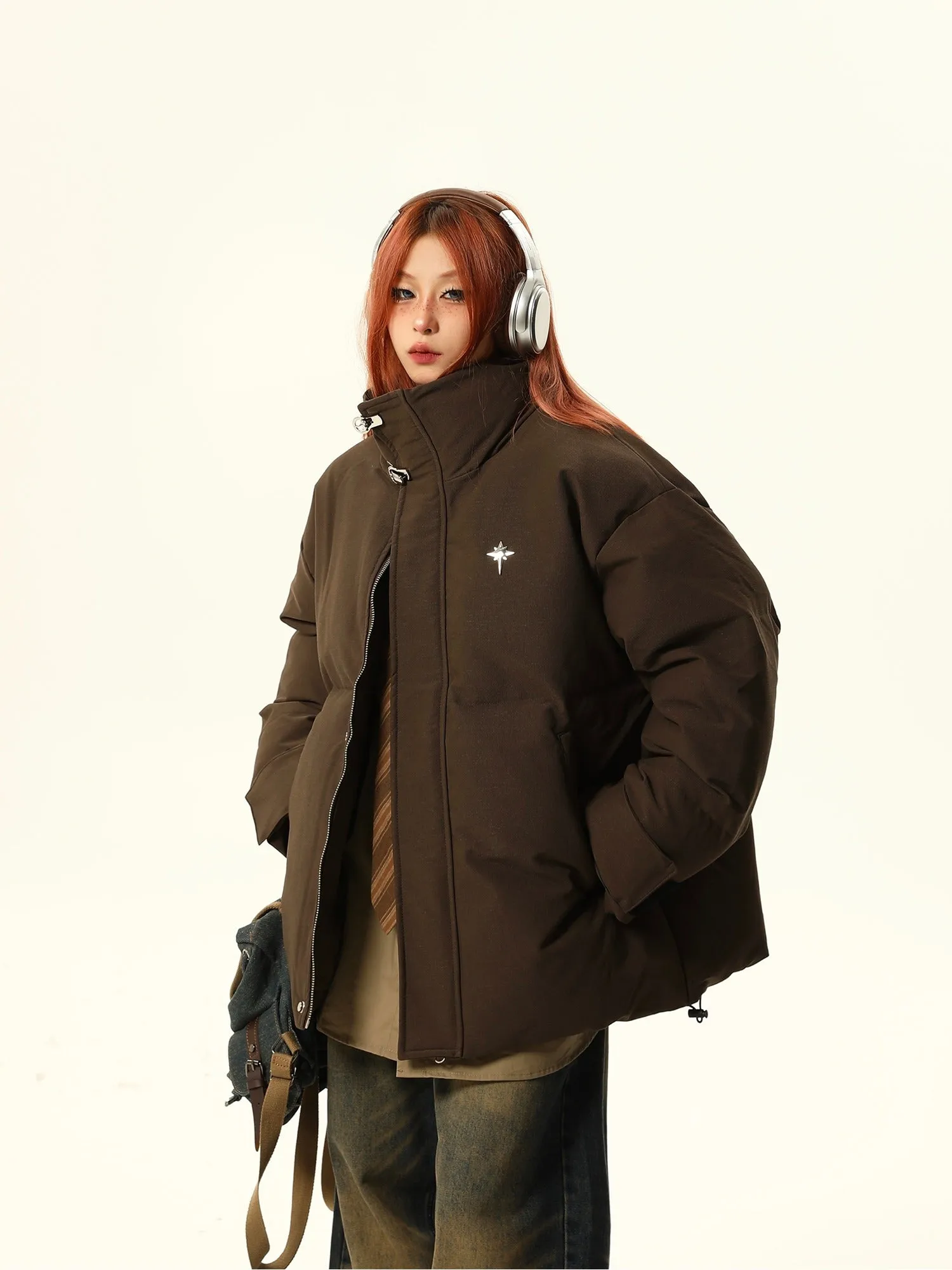 Oversized Stand-Up Collar Puffer Jacket