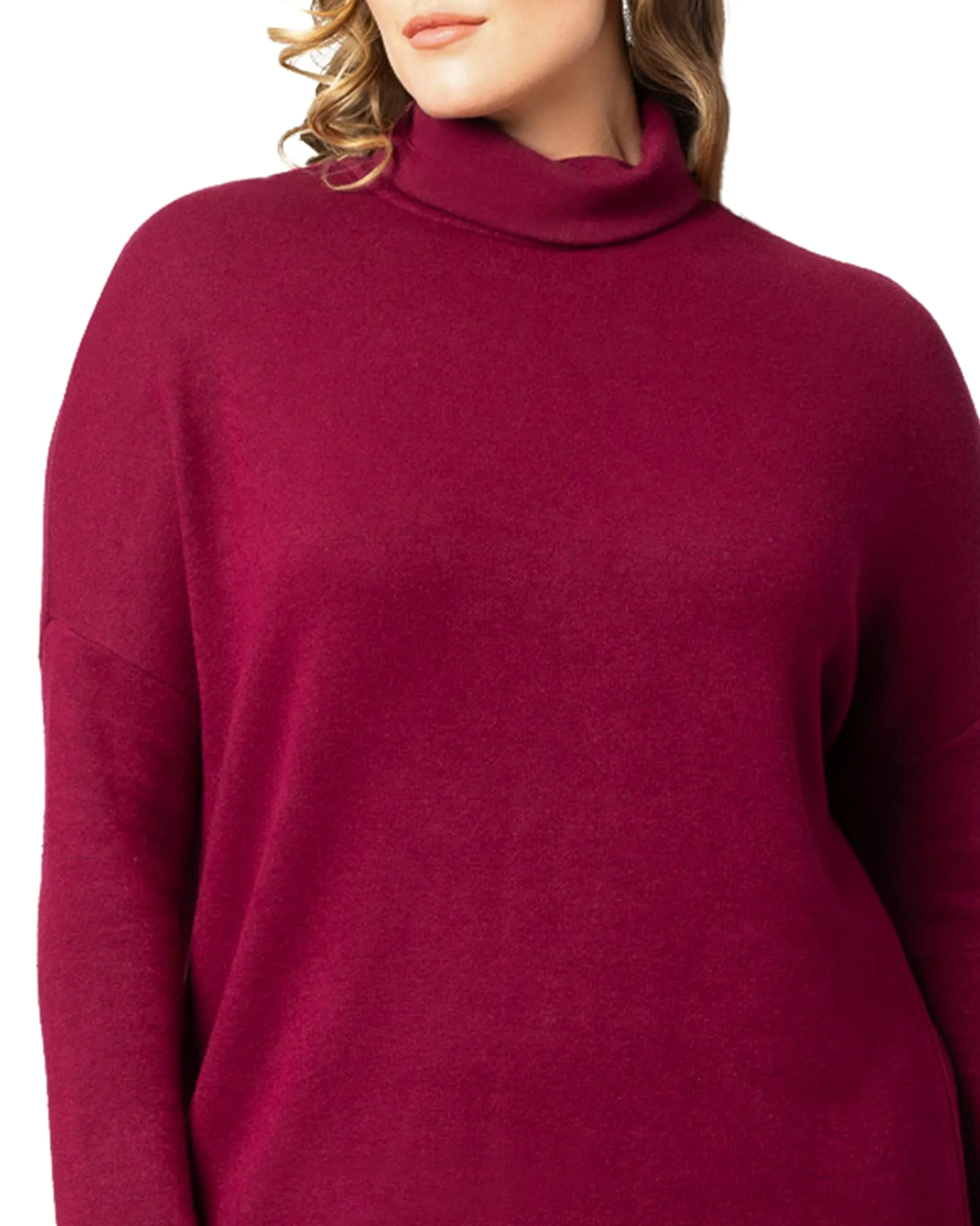 Paris Turtleneck Tunic Sweater | BURGUNDY