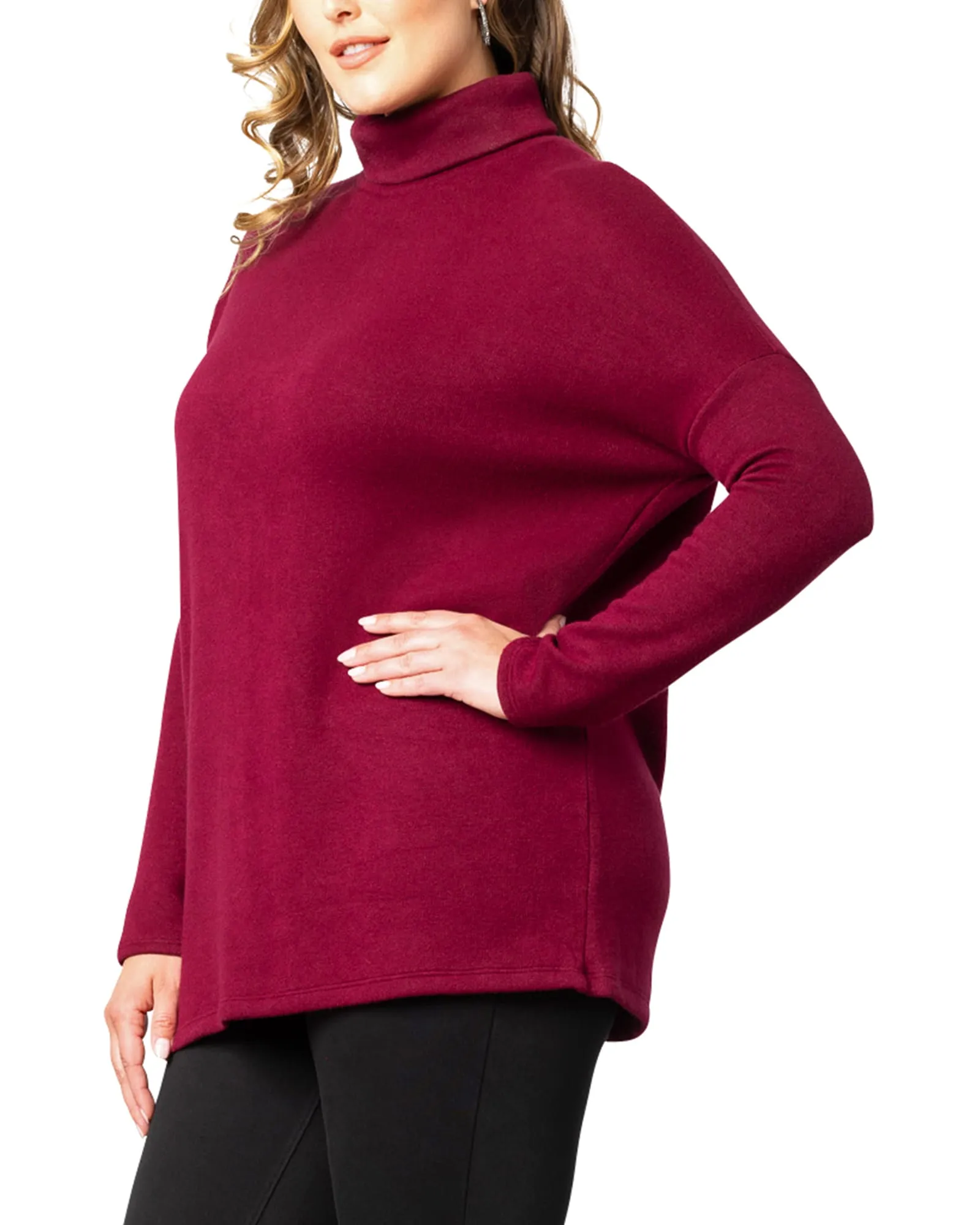 Paris Turtleneck Tunic Sweater | BURGUNDY