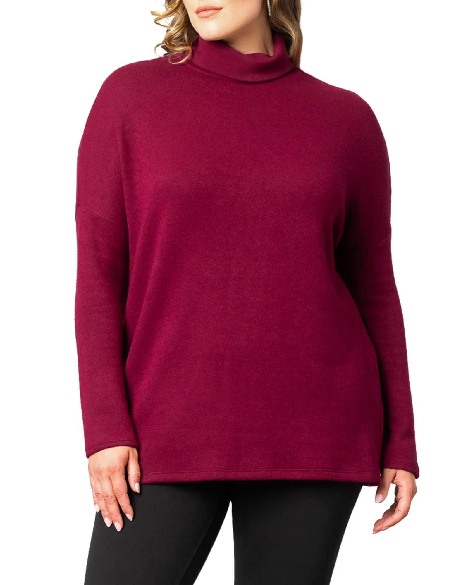 Paris Turtleneck Tunic Sweater | BURGUNDY