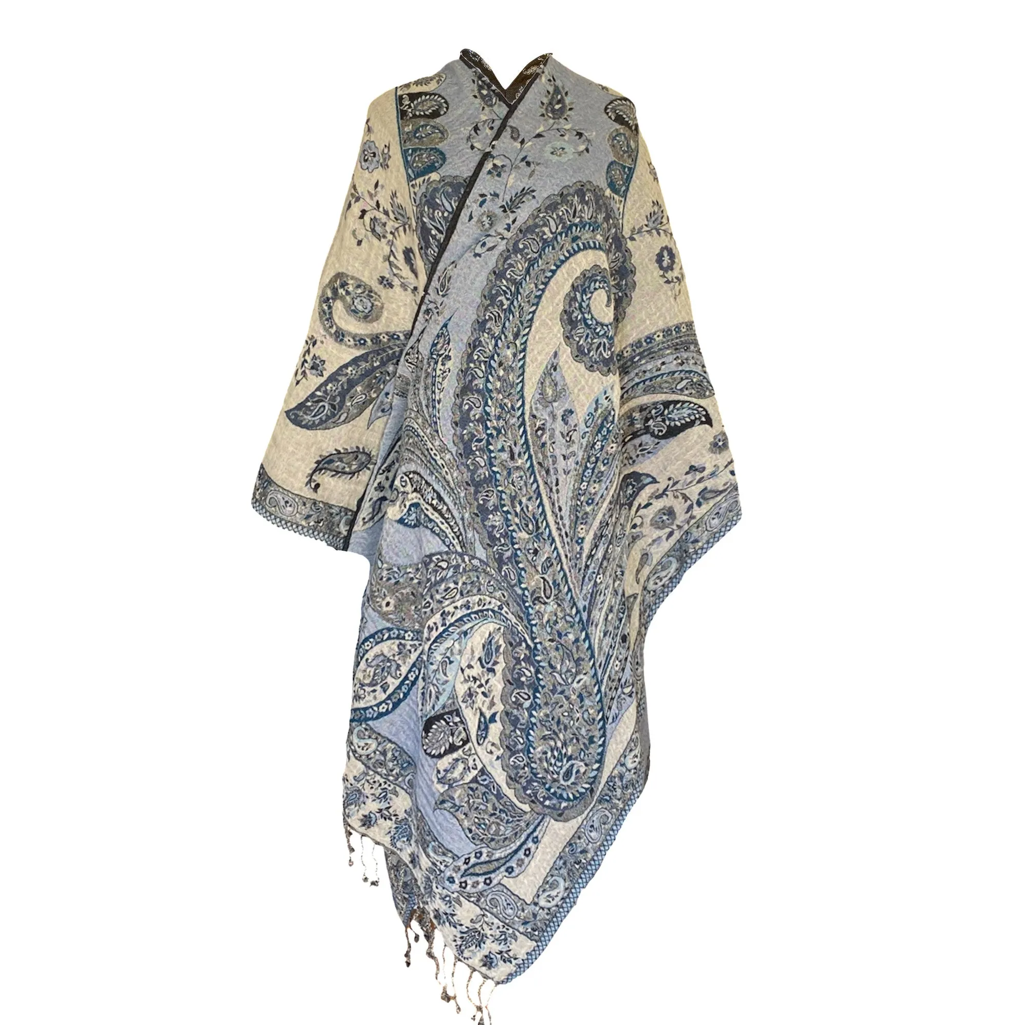 Pescara Paisley Boiled Wool Poncho