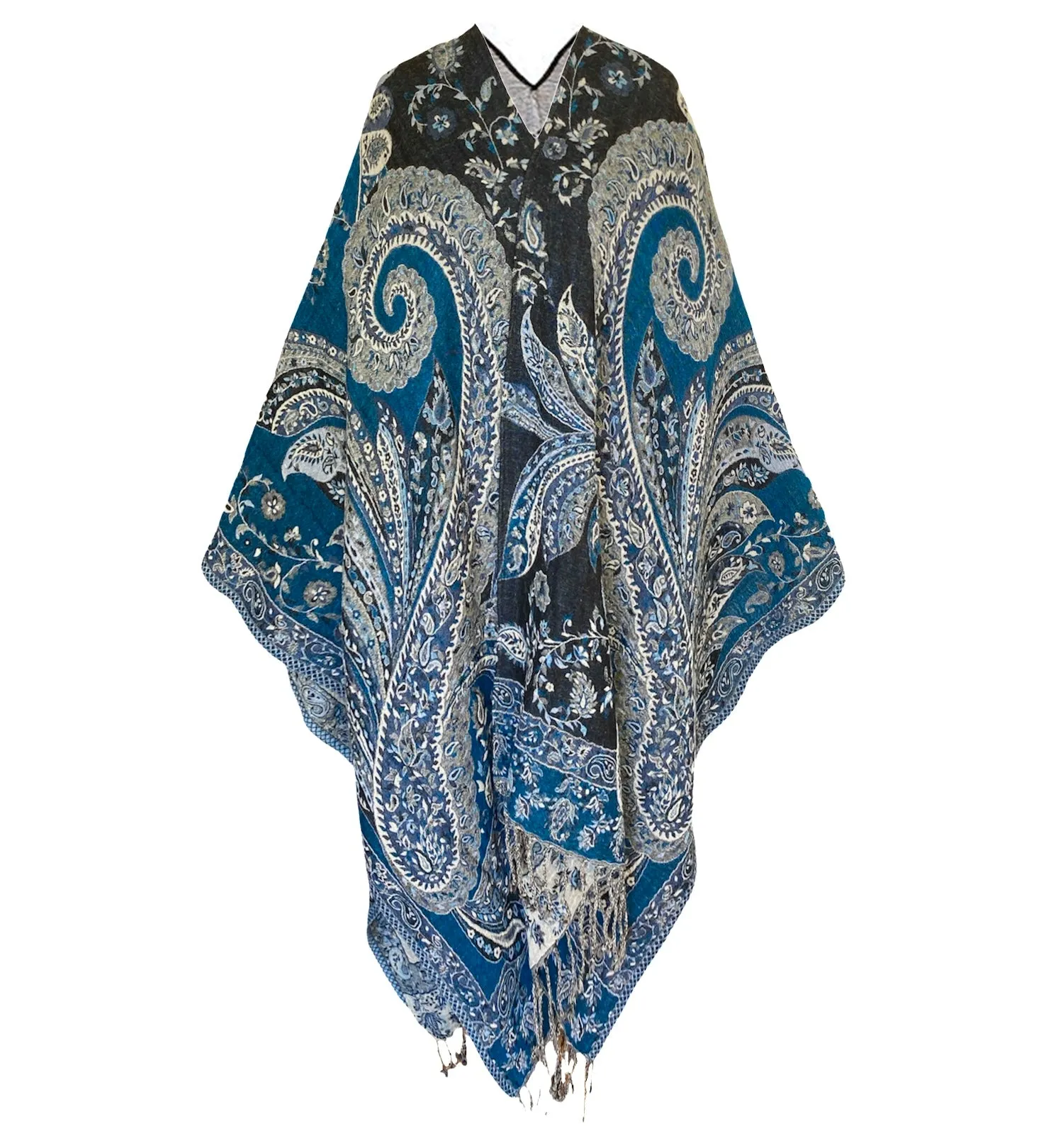 Pescara Paisley Boiled Wool Poncho