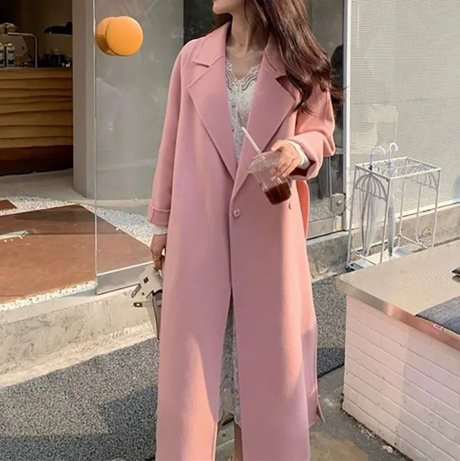 Pink Handmade Wool Coat - 100% Wool