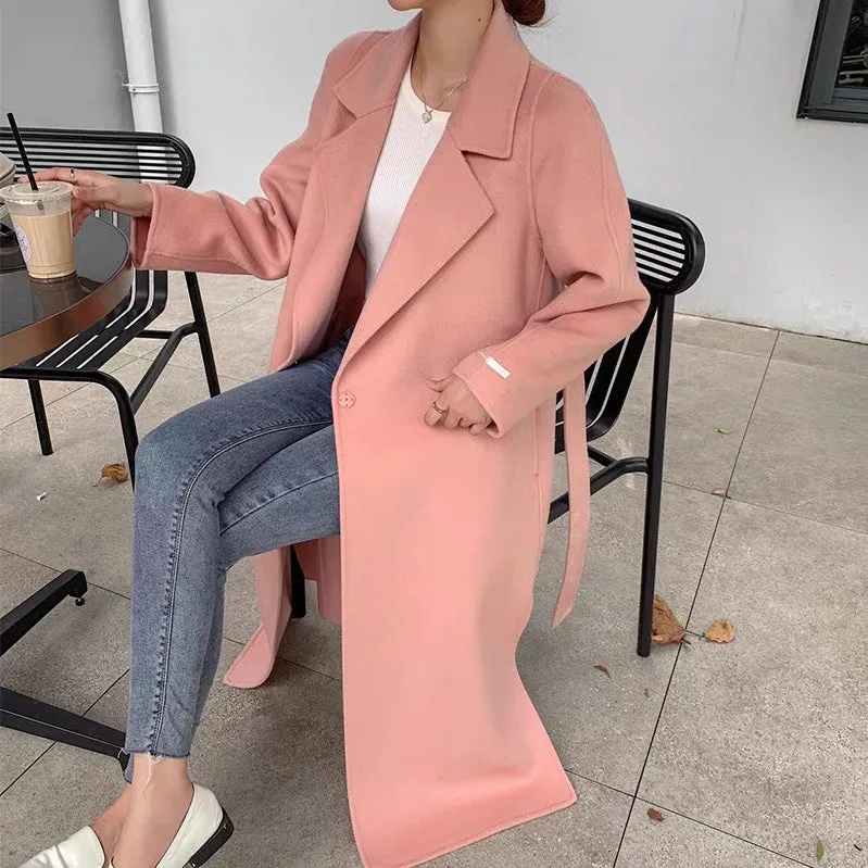 Pink Handmade Wool Coat - 100% Wool