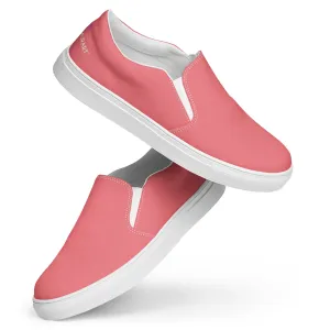 Pink Women's Slip Ons, Solid Colorful Pink Color Modern Minimalist Women’s Slip-On Canvas Shoes (US Size: 5-12)