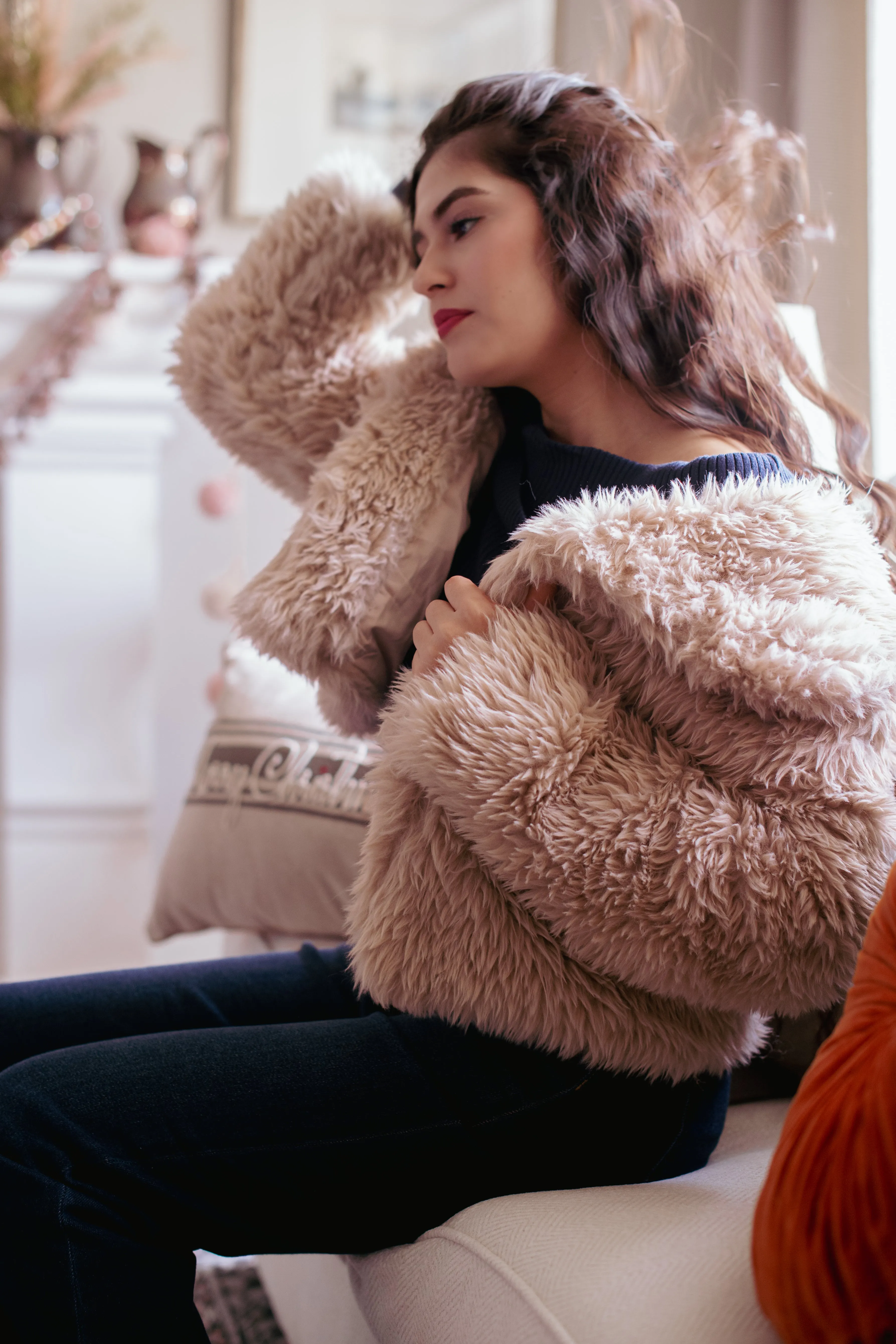 Plush Perfection Faux Fur Crop Coat - Sand