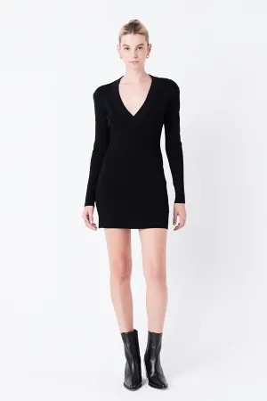 Power Shoulder Mini Knit Dress