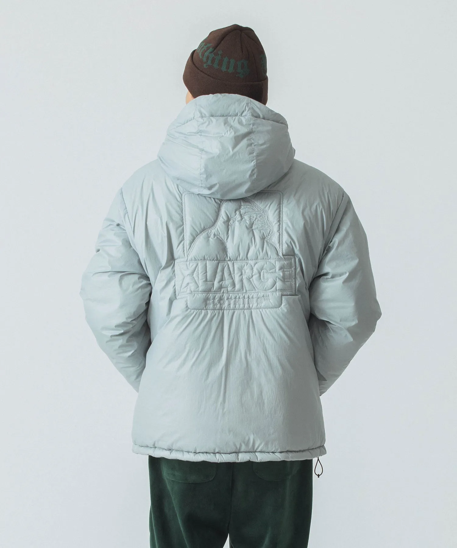 QUILTING LOGO HOODED PUFFER JACKET