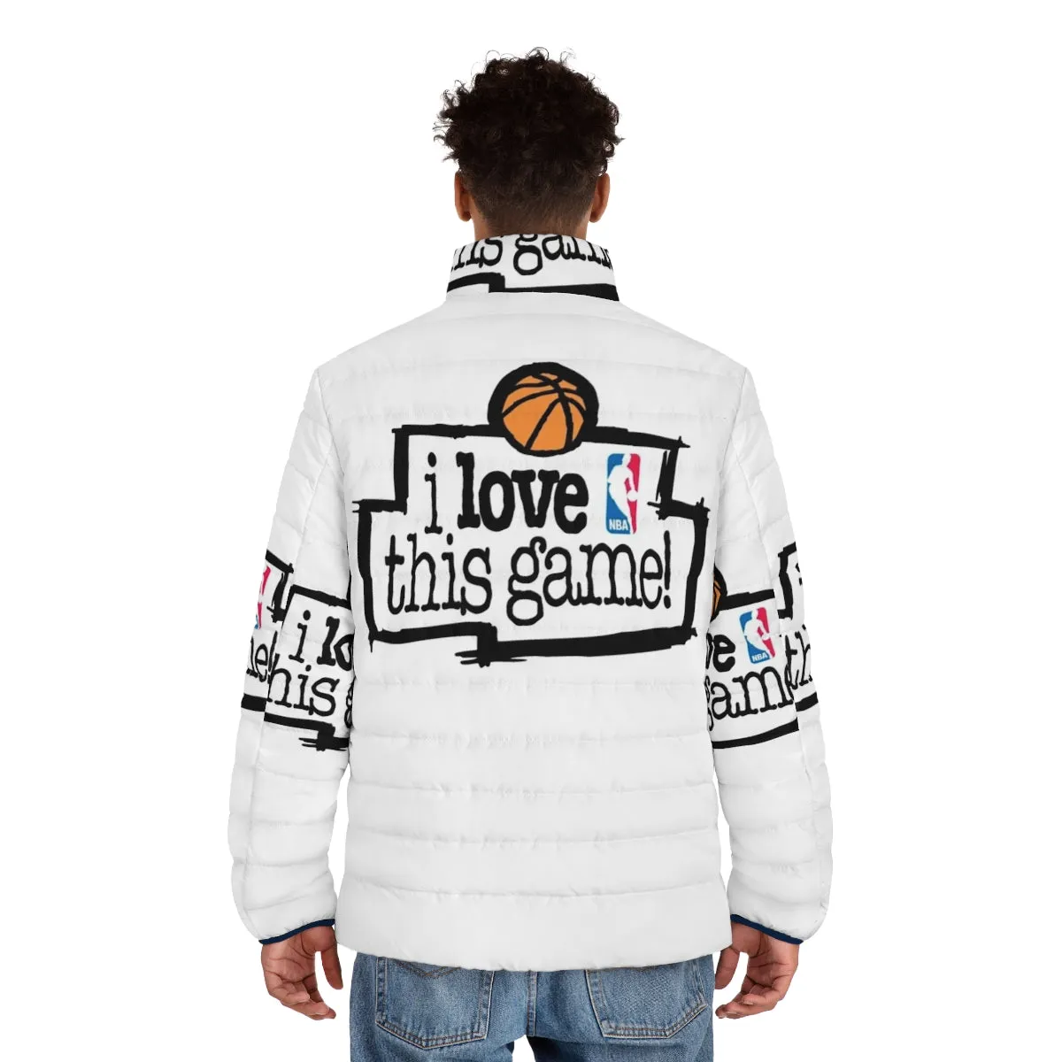 "I Love This Game" Puffer Jacket: Stylish Sports Fan Outerwear