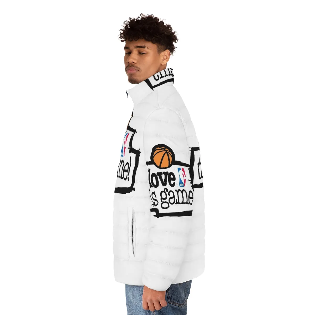 "I Love This Game" Puffer Jacket: Stylish Sports Fan Outerwear