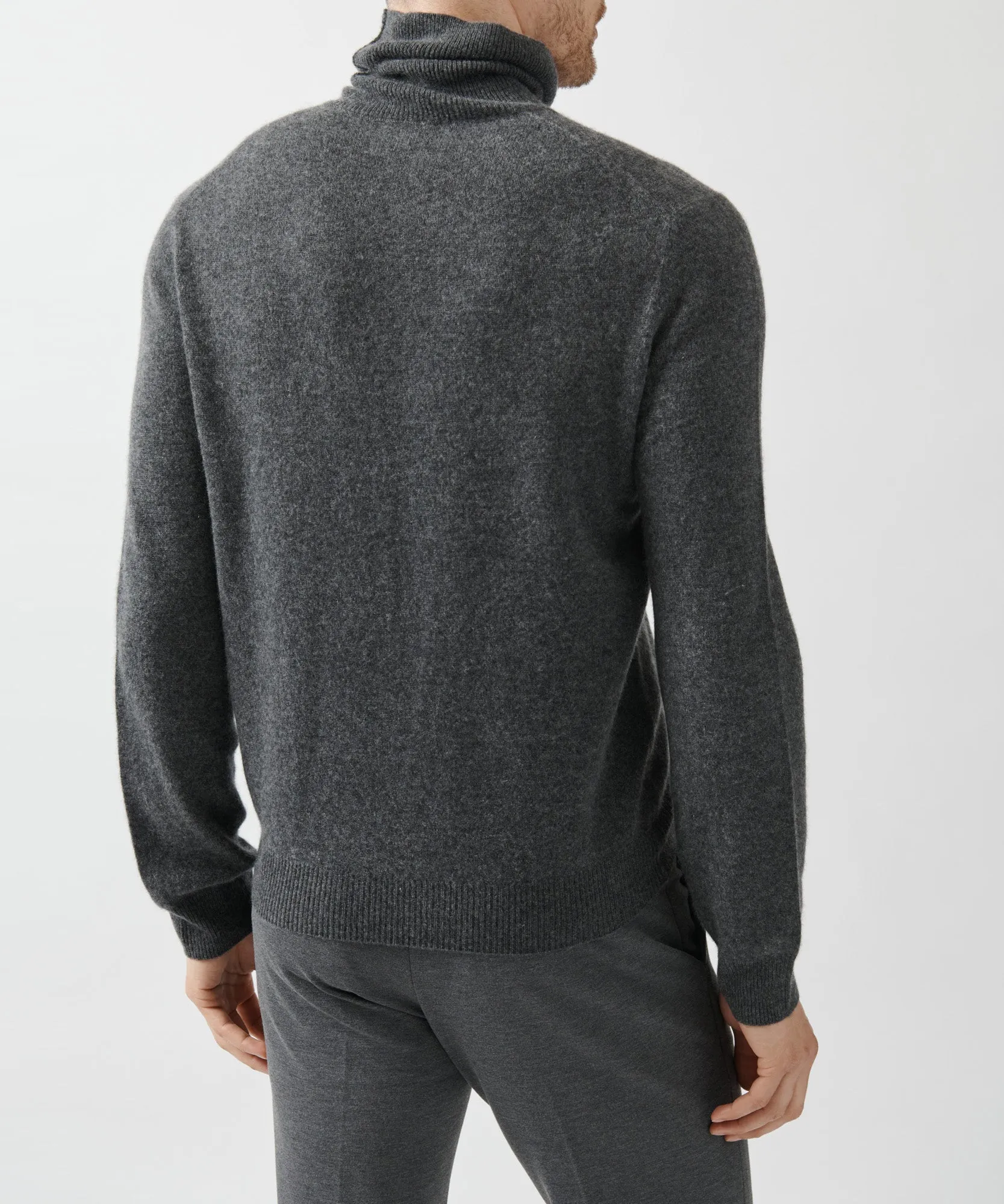 Recycled Cashmere Turtleneck Sweater - Heather Charcoal