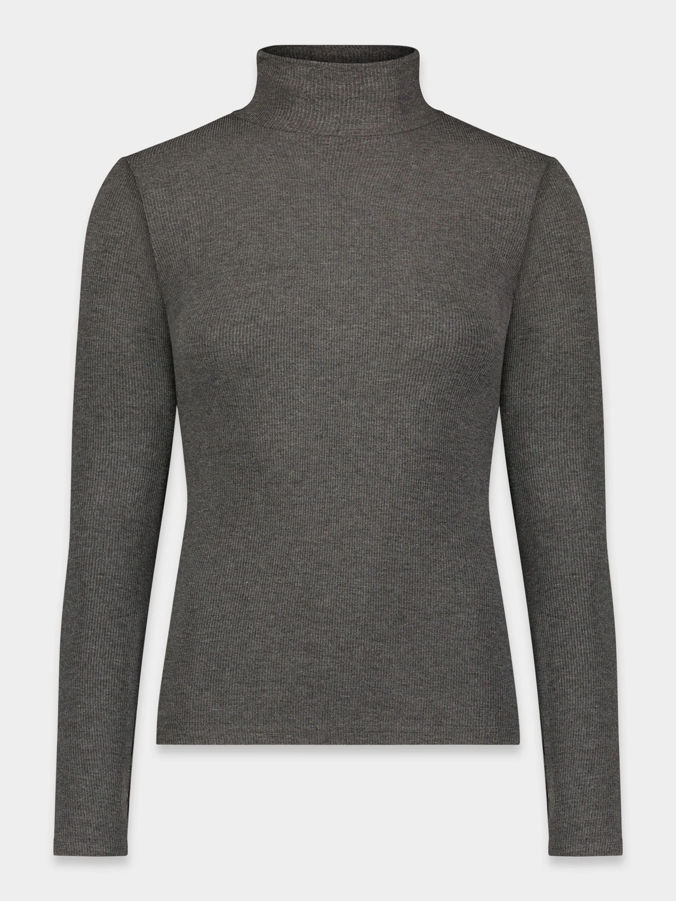 RIBBED TURTLENECK-HEATHER GREY