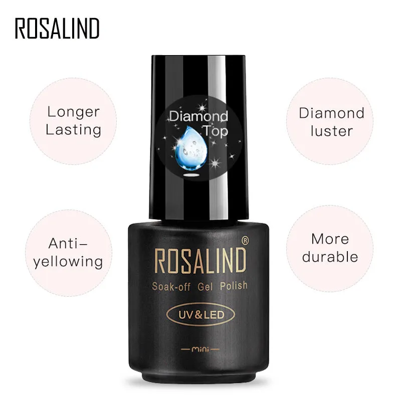 ROSALIND diamond nail gel top coat art design soak off top LED/UV lamp