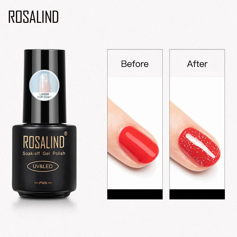 ROSALIND Laser Top Coat Gel Polish Bright For Nail Art Design LED/UV Lamp