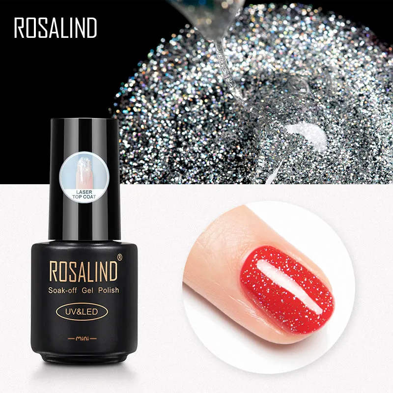 ROSALIND Laser Top Coat Gel Polish Bright For Nail Art Design LED/UV Lamp