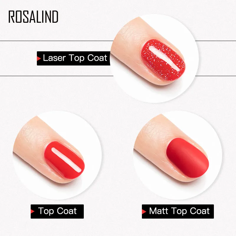 ROSALIND Laser Top Coat Gel Polish Bright For Nail Art Design LED/UV Lamp