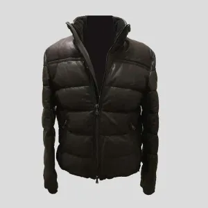 Shop Genuine Puffer Jacket Body Warmer Leather Waistcoat Sleeveless Casual Jacket