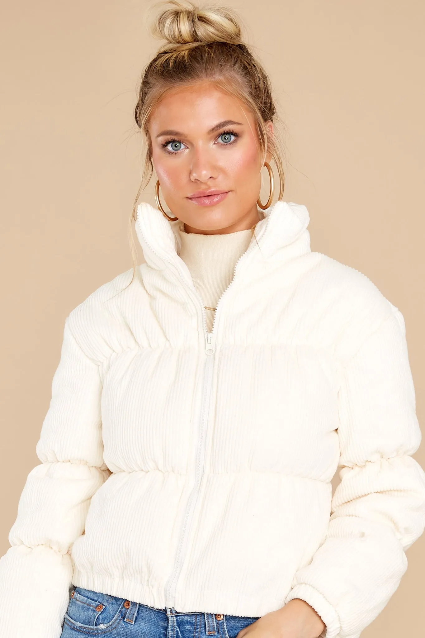 Soft And Sweet White Puffer Jacket