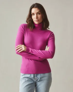 Stretch Rib Turtleneck - Festive Fuchsia