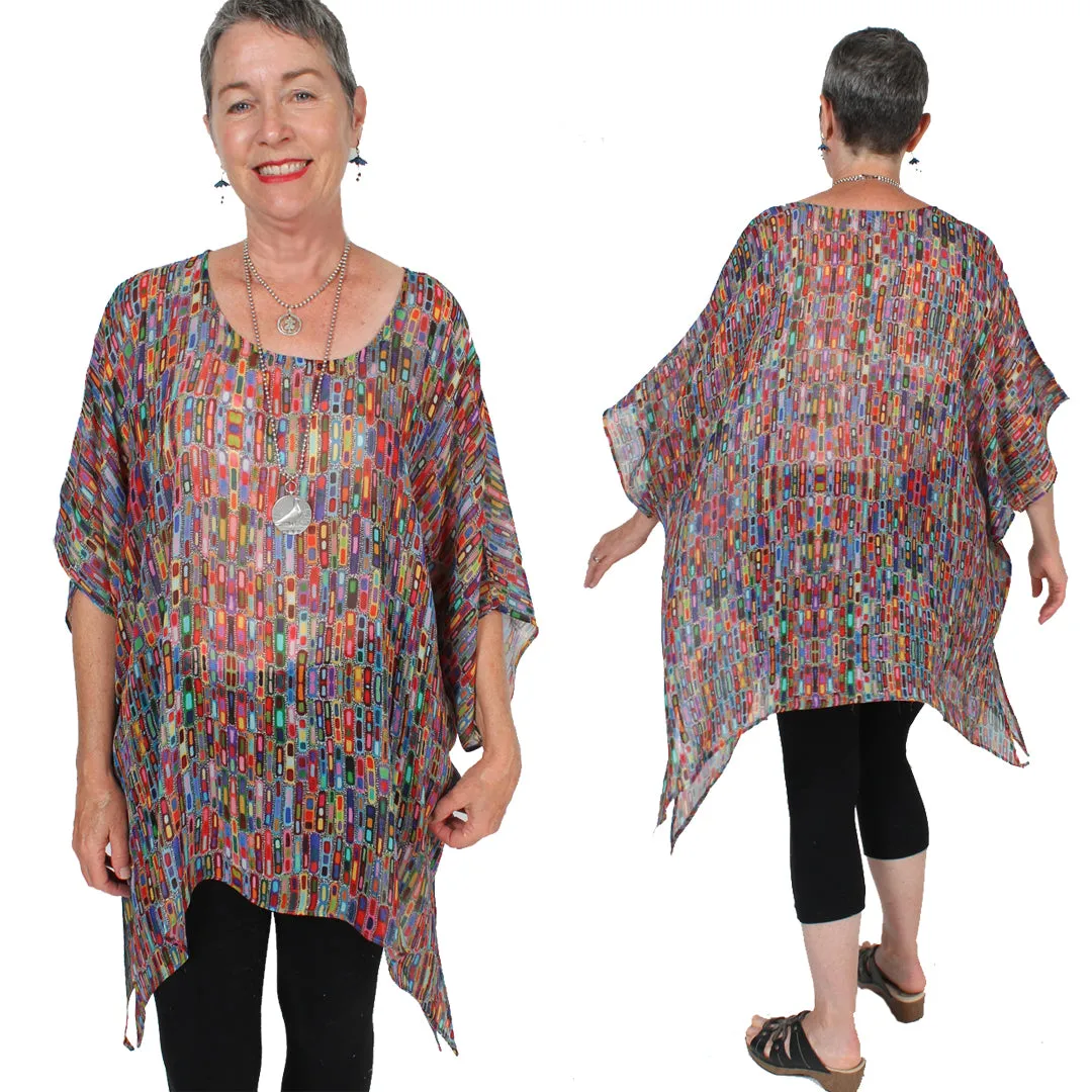 Sunheart Plus Impressionist Oversize Tunic Top Lagenlook Boho Hippie Chic SML-6X 