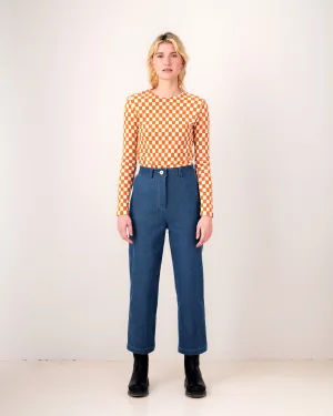 TIME OUT checkered top- M with reverse fabric