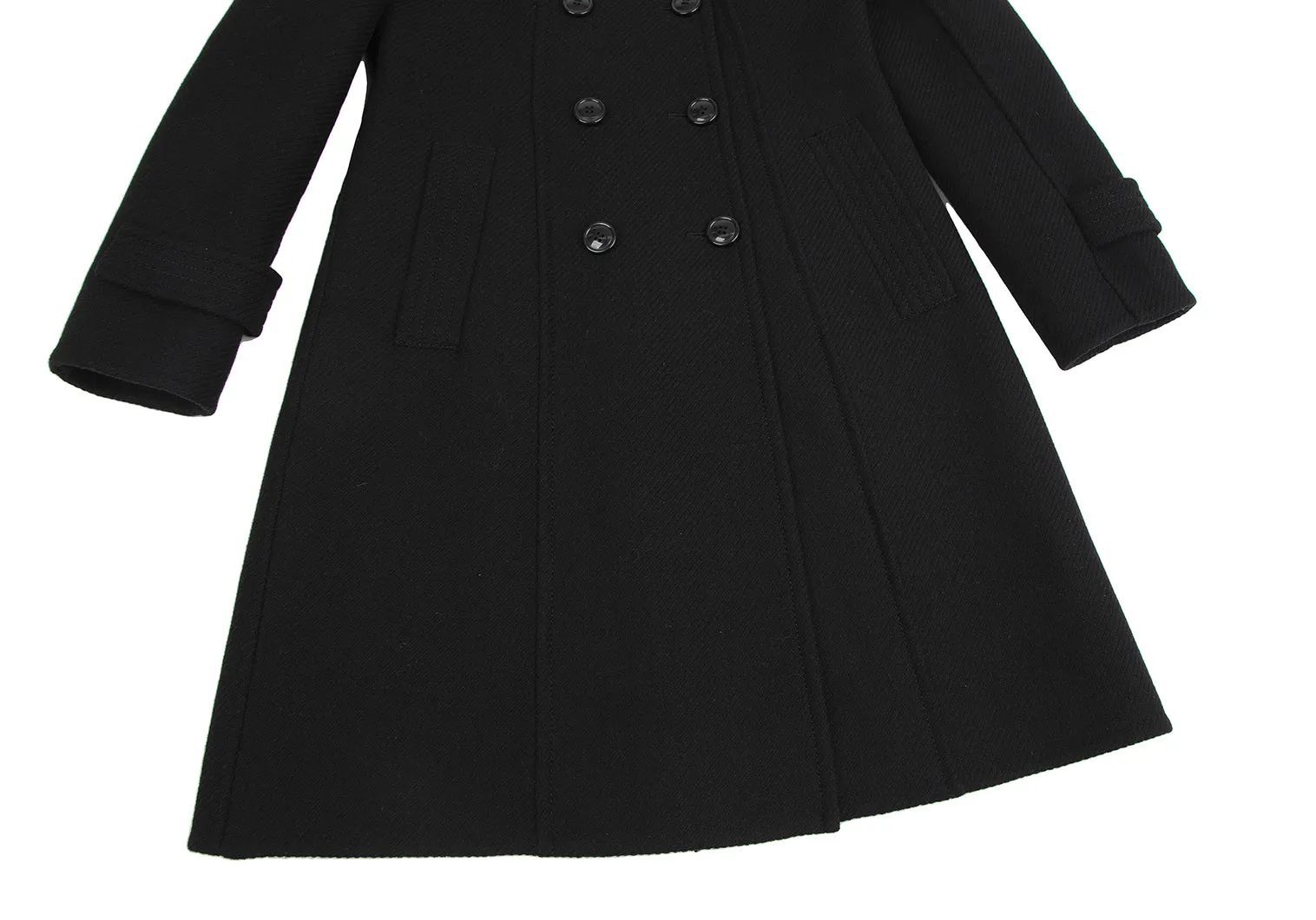 TOMORROWLAND  BALLSEY JAPAN. Black Wool Stand Collar Double Coat