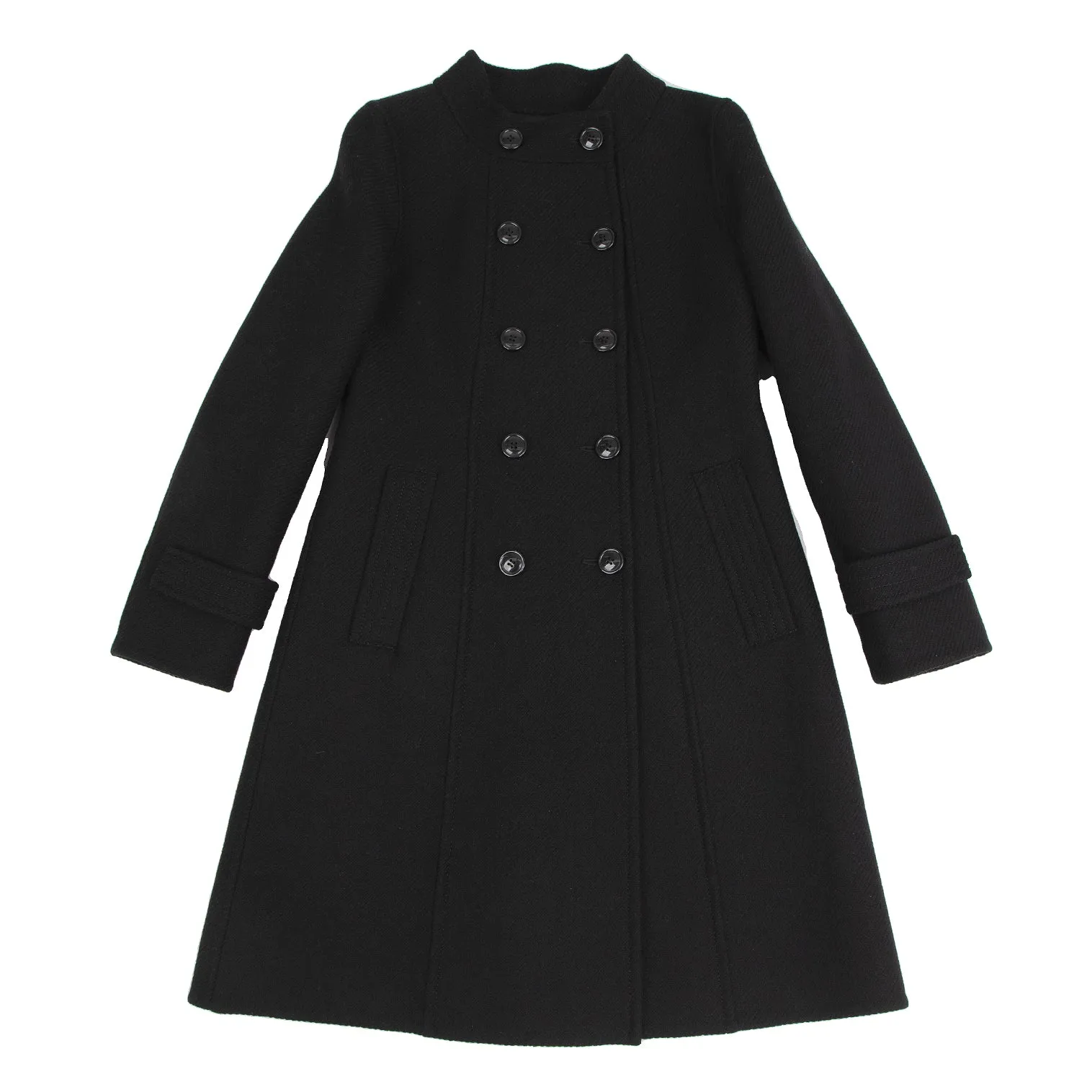 TOMORROWLAND  BALLSEY JAPAN. Black Wool Stand Collar Double Coat